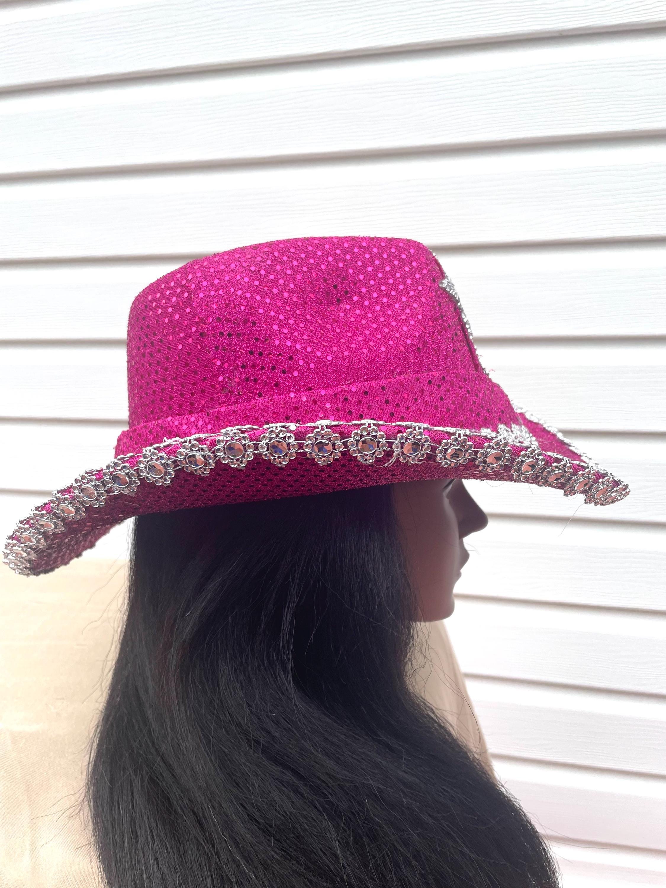 Pink Sequin Cowboy Hat With Silver Star Accents - Etsy display picture 2