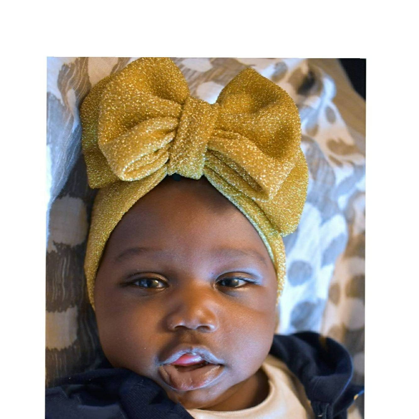 Baby Headband Baby Photography 4 Gold Sequin Bow On Thin Nylon Headband 