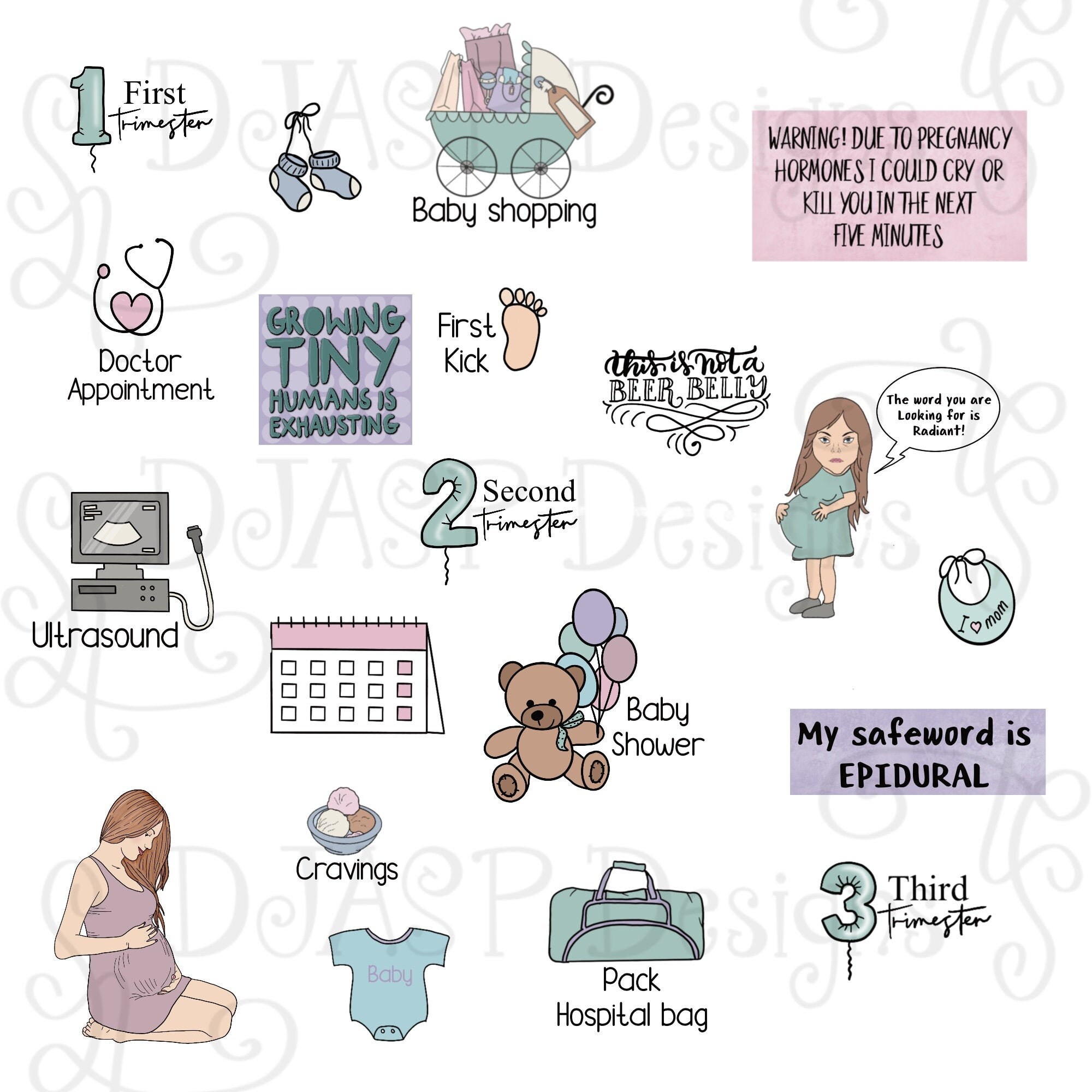 Digital Planner Stickers Pregnancy - Etsy