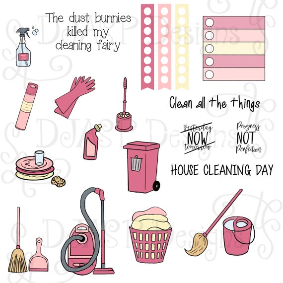 Digital Stickers House Cleaning Etsy
