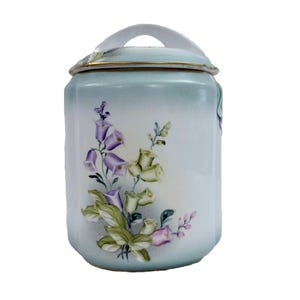 Vintage Porcelain Limoges  China Biscuit/Cookie Jar  Floral Gold Gilt 8&quot; Tall