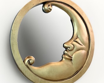 Vintage Collectible Celestial Moon Mirror Y2K Wall Decor 10x10 Diameter