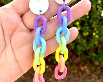 Handmade Rainbow Chain Dangling Earring