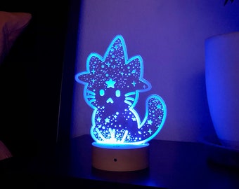 Witch Celestial Kitty LED light Lamp I Acrylic Lamp I Night light Lamp