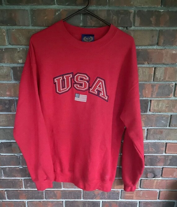 Vintage Sweatshirt Large Team USA Red Comfy 90s VTG - Etsy