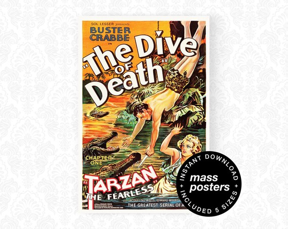 A1 A4 sizes A3 A2 Tarzan Vintage Movie Poster