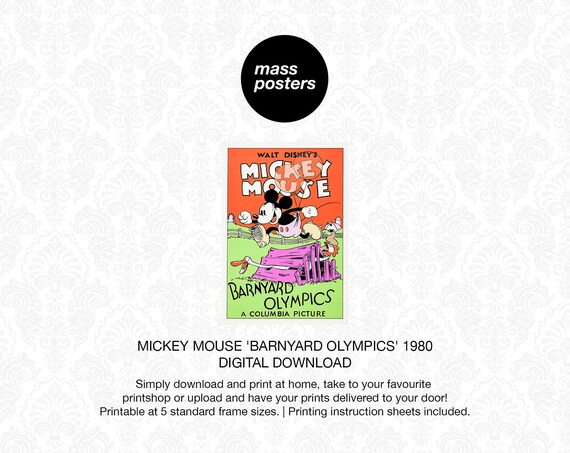 Barnyard Olympics 1980 Printable Wall Art Animation Print Etsy