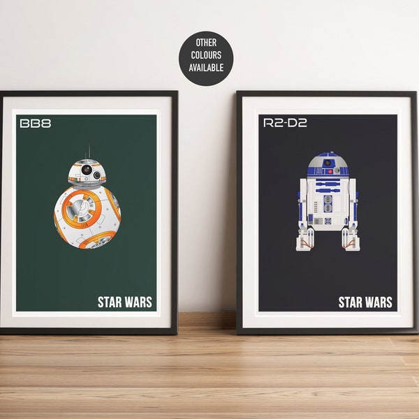 Star Wars - R2D2, BB8 Posters - Set of Two or Individual - Wall Art - Digital/A4/A3 - Printable