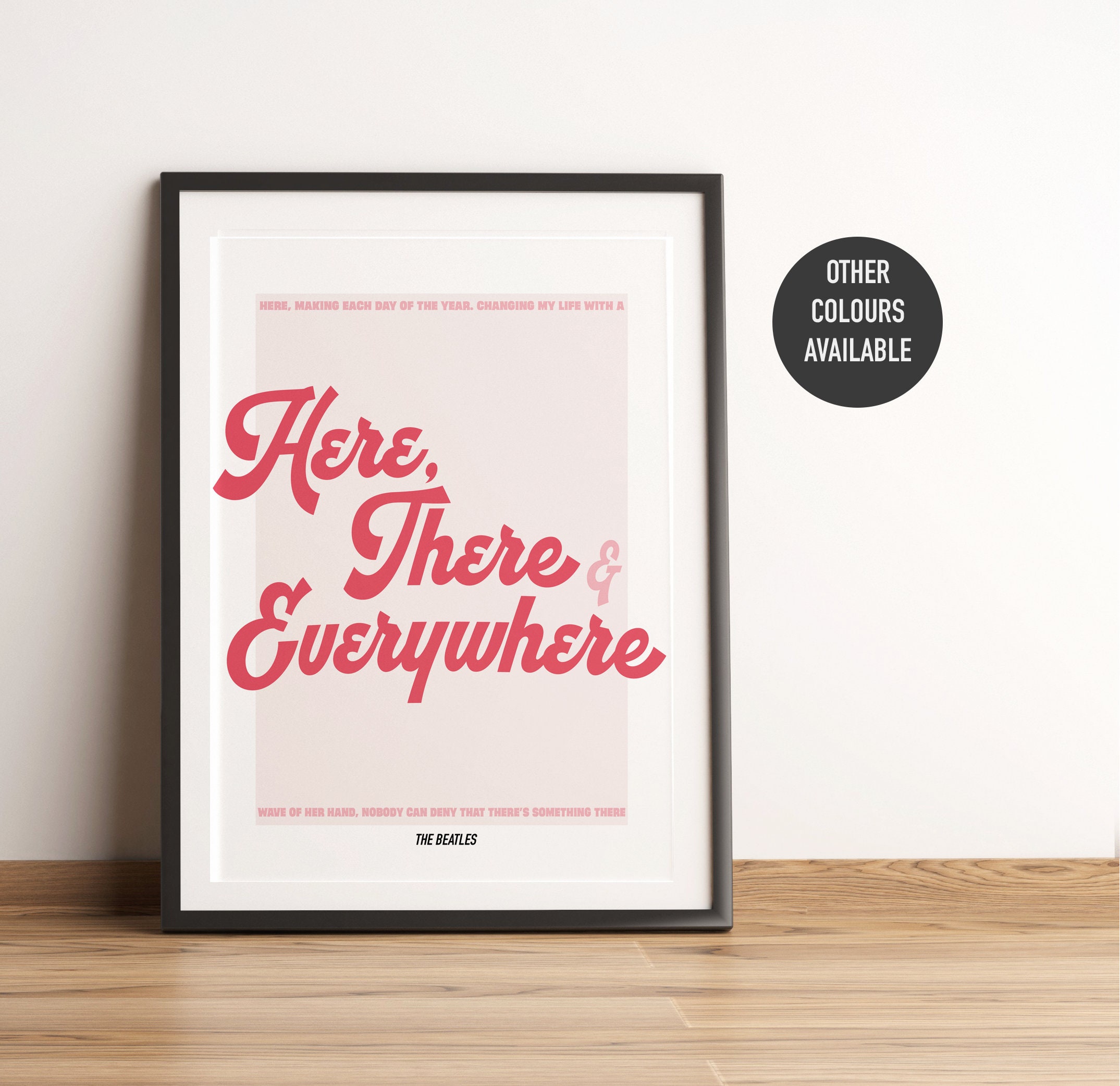 Here There and Everywhere Beatles Lyrics Hand-lettered 