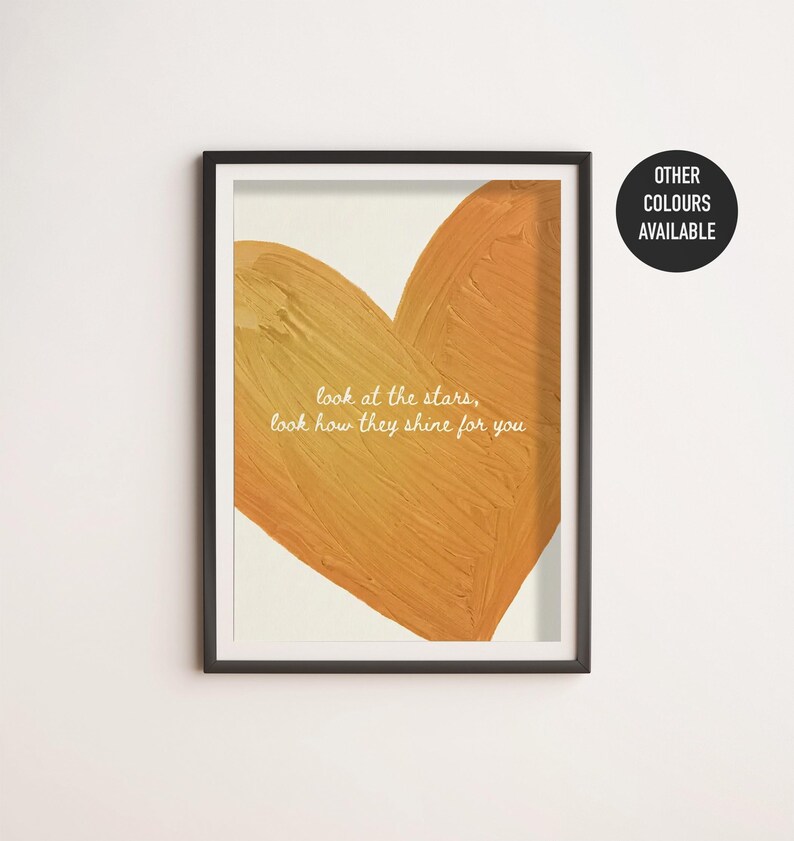 Yellow - Coldplay - Lyric Print - Poster - Wall Art - Retro - Minimalist - image 1