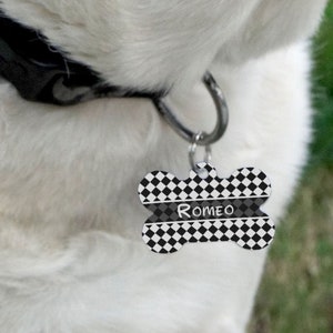 Checkered Personalized Pet Tag