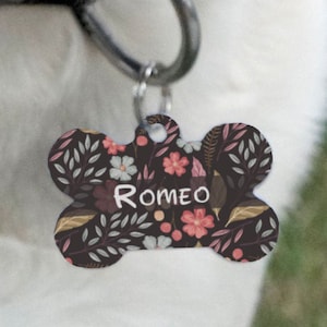 Double Sided Floral Personalized Pet Tag