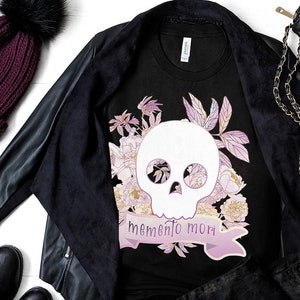 Memento Mori Kawaii Goth T-Shirt | cute goth shirt  | floral skull shirt | gothic gift idea | goth shirt | cute goth aesthetic | dark kawaii