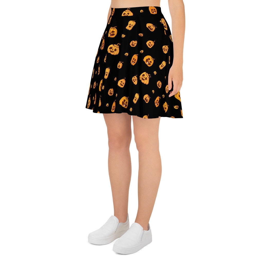Halloween Skater Skirt Jack O Lantern Skirt Halloween Etsy