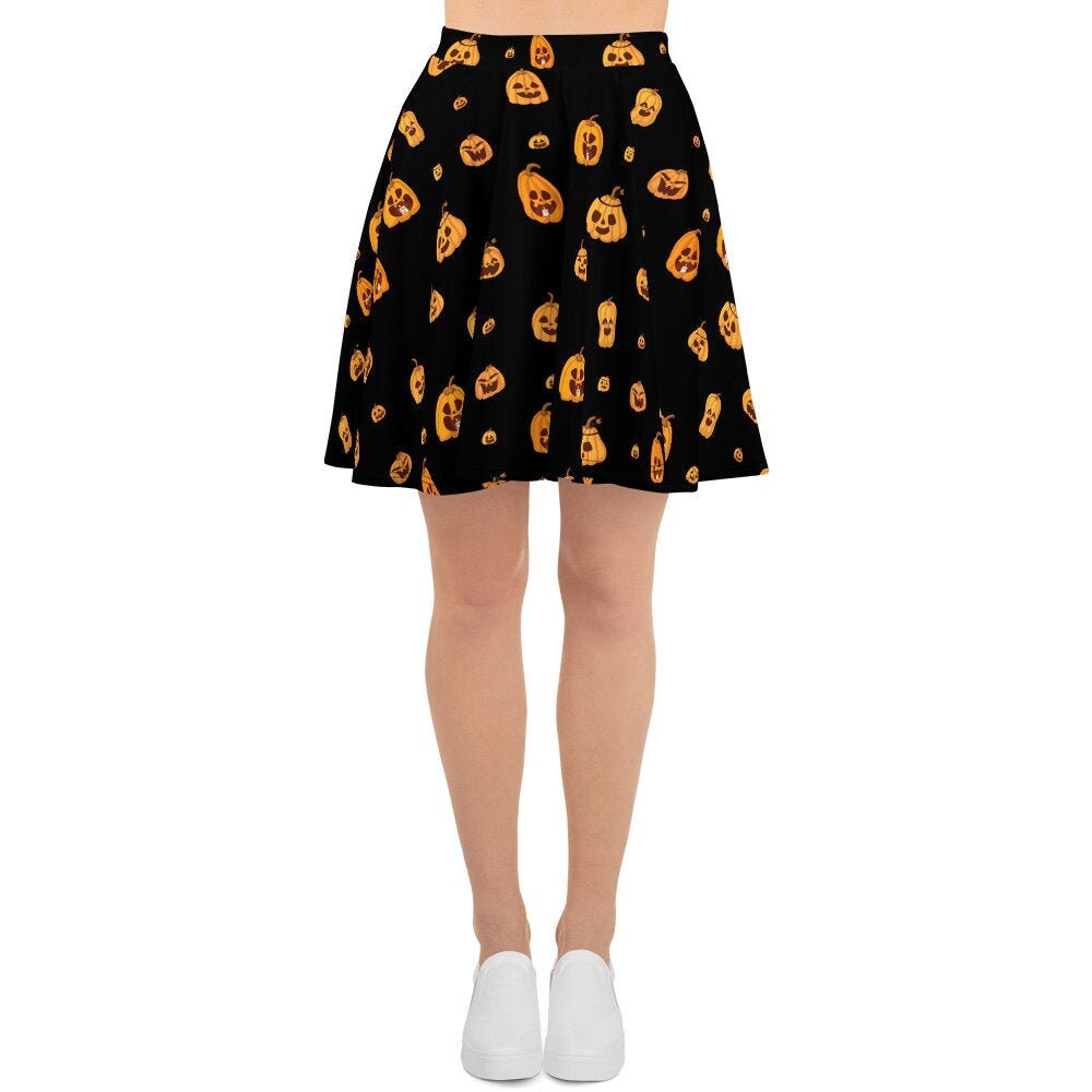 Halloween Skater Skirt Jack O Lantern Skirt Halloween Etsy