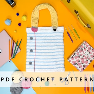 Sac fourre-tout en papier doublé motif crochet