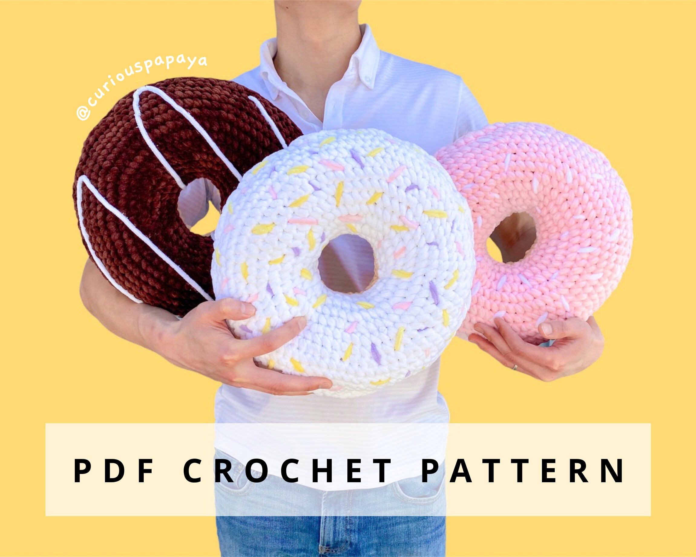 Donut Pillow Sewing Pattern + VIDEO - PDF Instant Download - Donut