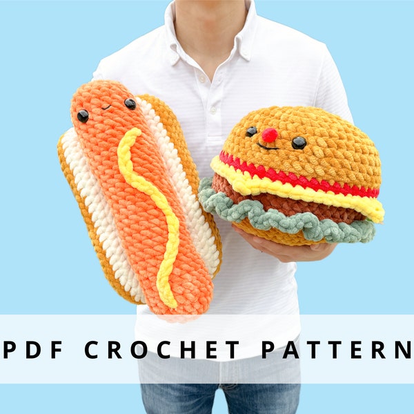 No-Sew Giant Burger and Giant Hotdog Crochet Bundle