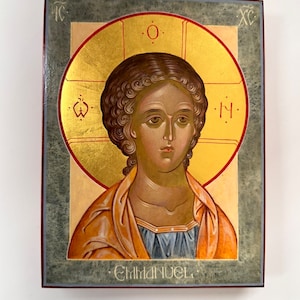 Christ Emmanuel - God with Us - Hand painted Icon in Traditional Byzantine Style, Using Pigments in tempera , on wood , and real gold.