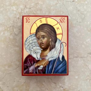 Christ the Good Shepherd. Hand-Painted Icon Christian Gift.