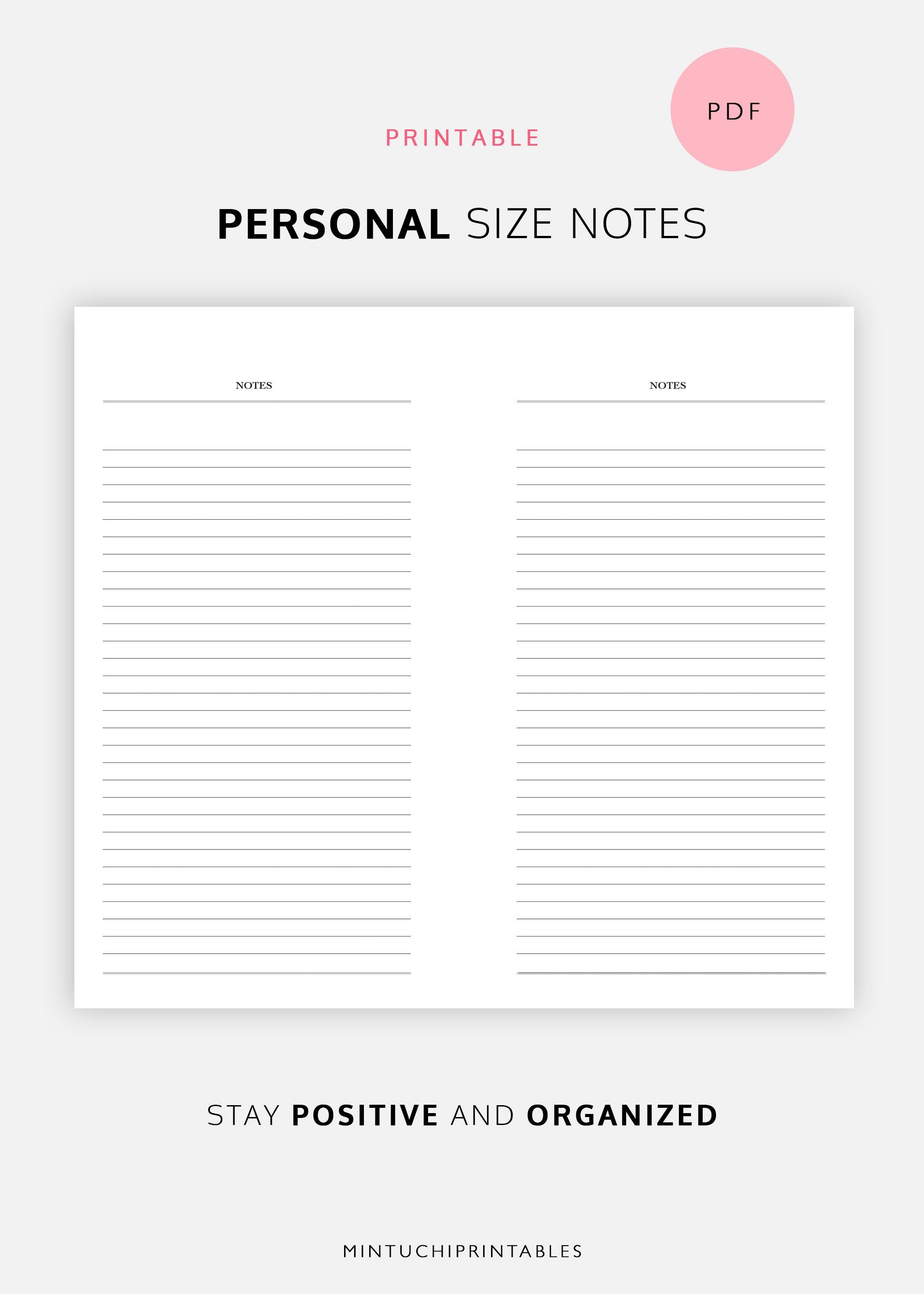 Personal Notes Printable Lined Pages Set Notes page Lined | Etsy