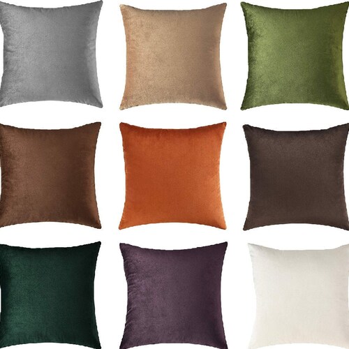 Earth Tone Velvet Pillow Covers Velvet Throw Pillows Etsy