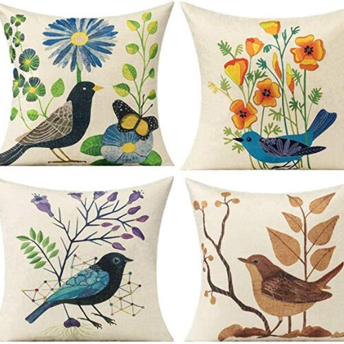 Summer Throw Pillow Covers 18x18 Bird Pillow Covers 18x18 Etsy