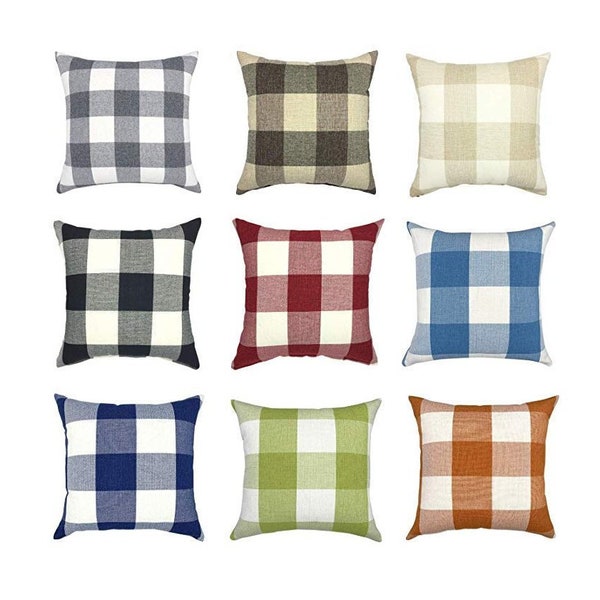 Farmhouse Plaid Buffalo Check Pillow Covers, Accent Checkered Throw Pillow Covers, Check Pillow Covers, Plaid Throw pillows