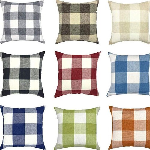 BLACK Plaid PILLOW Covers Black Buffalo Check Throw Pillows Etsy