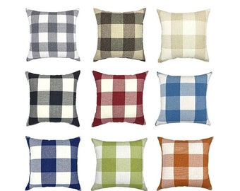 Farmhouse Plaid Buffalo Check Pillow Sage Green Buffalo Plaid Pillow Cover