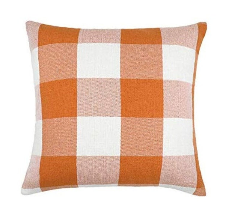 Orange Buffalo Check Plaid Throw Pillow Fall Pillow Covers Etsy