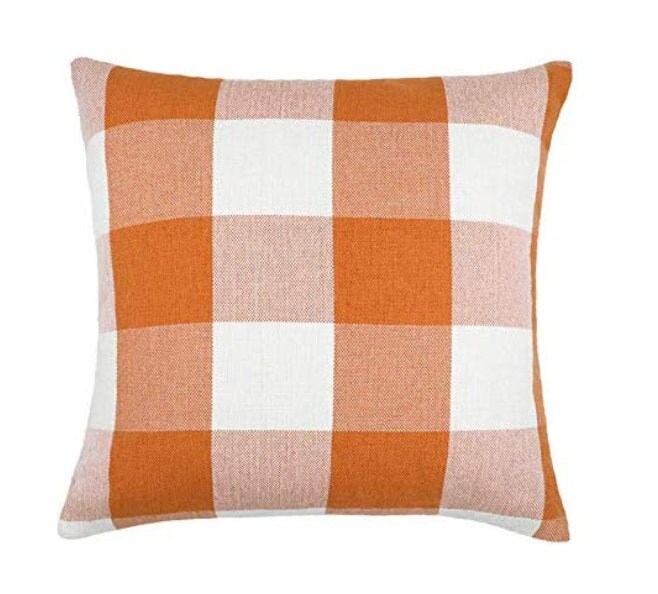 Orange Buffalo Check Plaid Throw Pillow Fall Pillow Covers Etsy