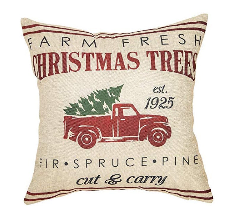 Farmhouse Christmas Pillow Cover, Farmhouse Christmas Decor, Christmas Throw Pillow, Holiday Throw Pillow, Christmas Pillows, Accent Pillow image 1