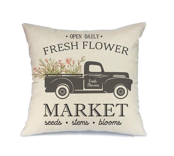 Vintage Truck Pillow Cover Rustic Farmhouse Decor 18x18 Etsy