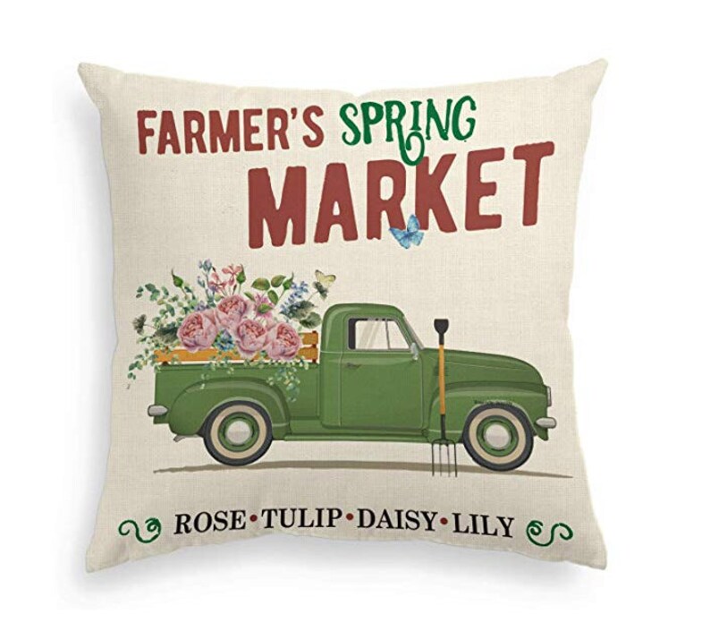 SPRING Pillow Cover Rustic Farmhouse 18x18 Pillow Cover Etsy