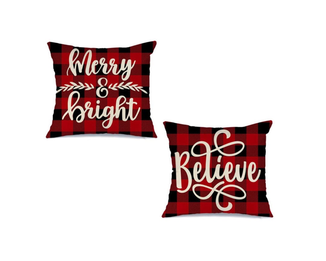 Christmas Plaid Pillow Cover Pair Plaid Christmas Pillow Etsy