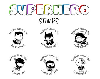 Personalised DC Superhero Teacher Merit Stamps