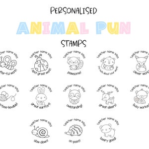 Personalised Animal Pun Teacher Merit Stamps