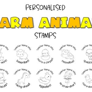 Personalised Farm Animal Teacher Merit Stamps