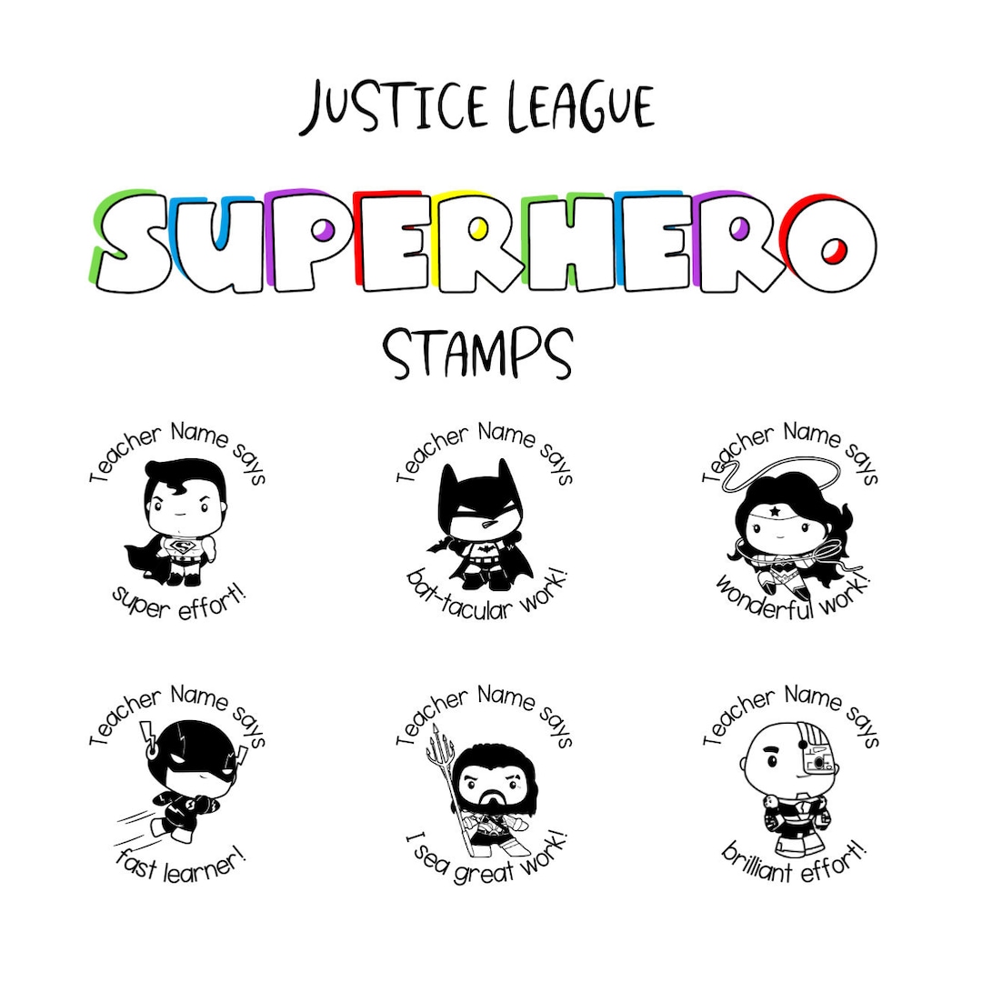 Personalised DC Superhero Teacher Merit Stamps Etsy