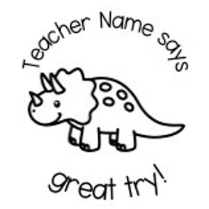 Personalisierte Dinosaurier Lehrer Verdienst Stempel Bild 4