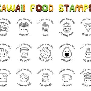 Personalised Kawaii Food Teacher Merit Stamps