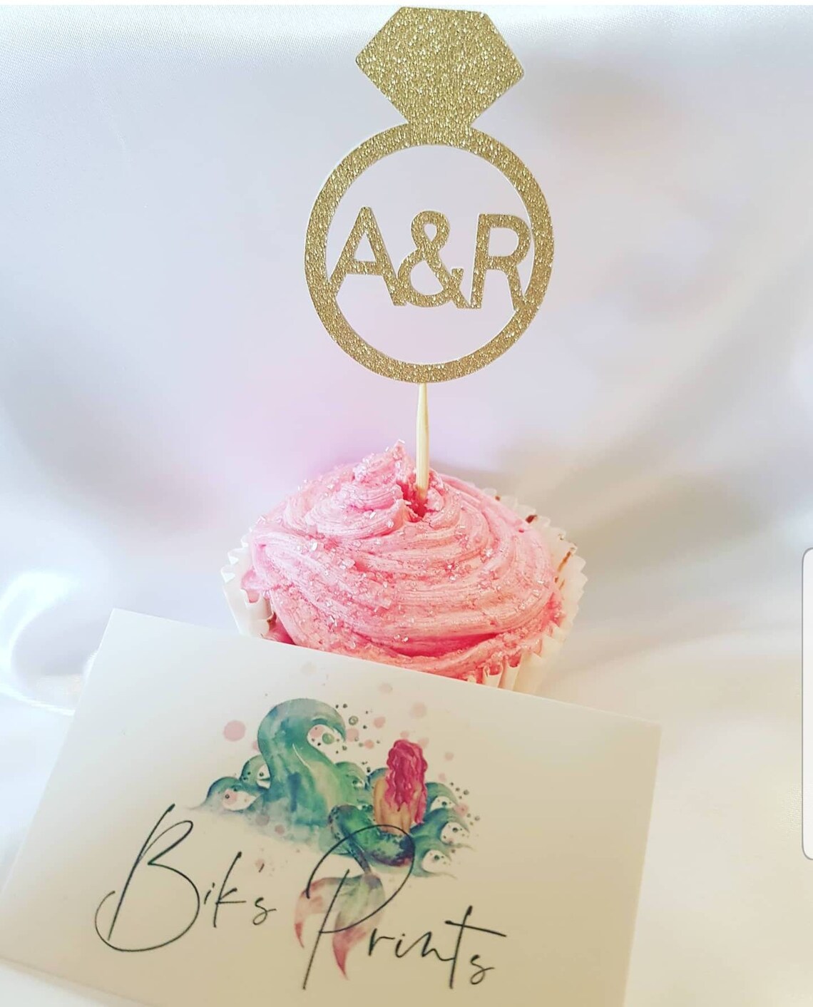 Engagement ring cupcake toppers personalised engagement Etsy