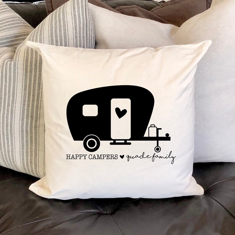 Happy Camper Custom Pillow Personalized Pillow Decorative Etsy