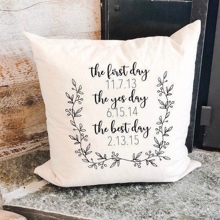 Wedding Date Pillow Personalized Wedding Gift Bridal Shower Etsy