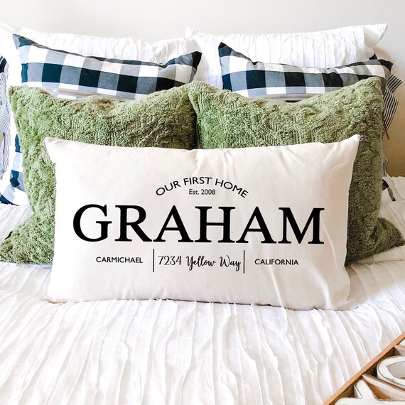 Lumbar Throw Pillow | Etsy Custom Personalized Pillow Family Name