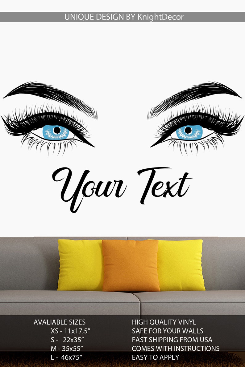 Eyelashes Wall Decal Lashes Brows Color eyes Beautiful Etsy