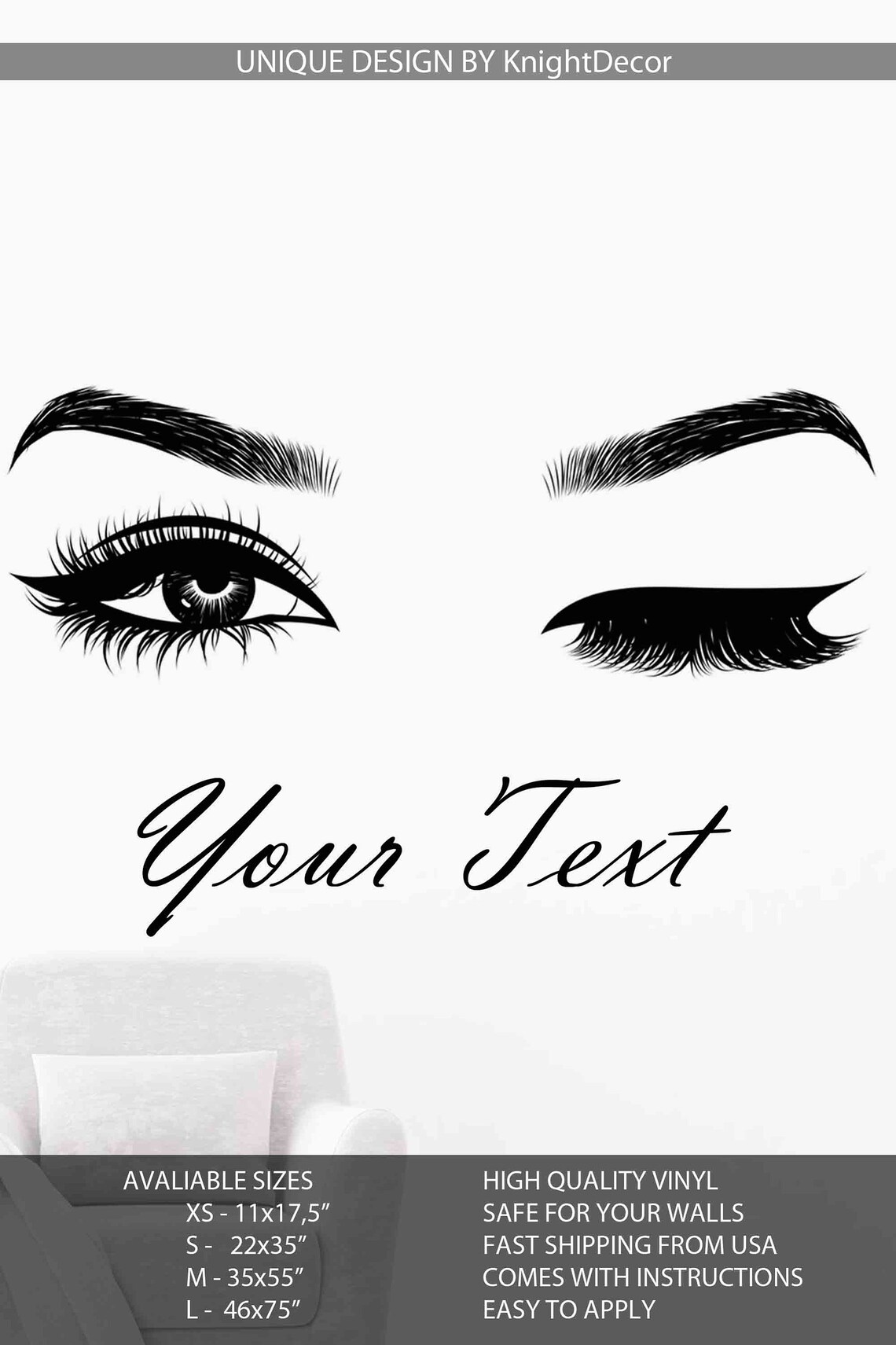 Eyelashes Wall Decal Lashes Brows Beautiful Girl Beauty Etsy