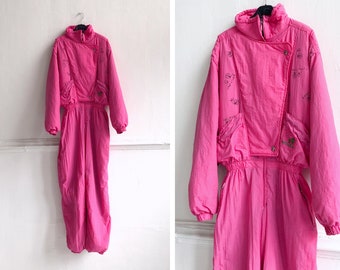 Neon ski suit | Etsy Retro ski jas NEON Ski Snowboard jas Fluo roze jas. | Etsy