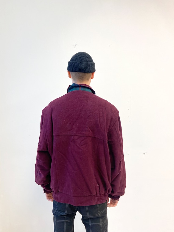 Vintage 90s Burgundy Bomber Jacket Men L Baggy Bo… - image 6